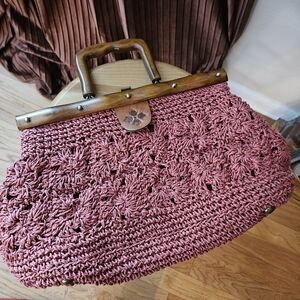 Patricia Nash Pink Crochet Clutch